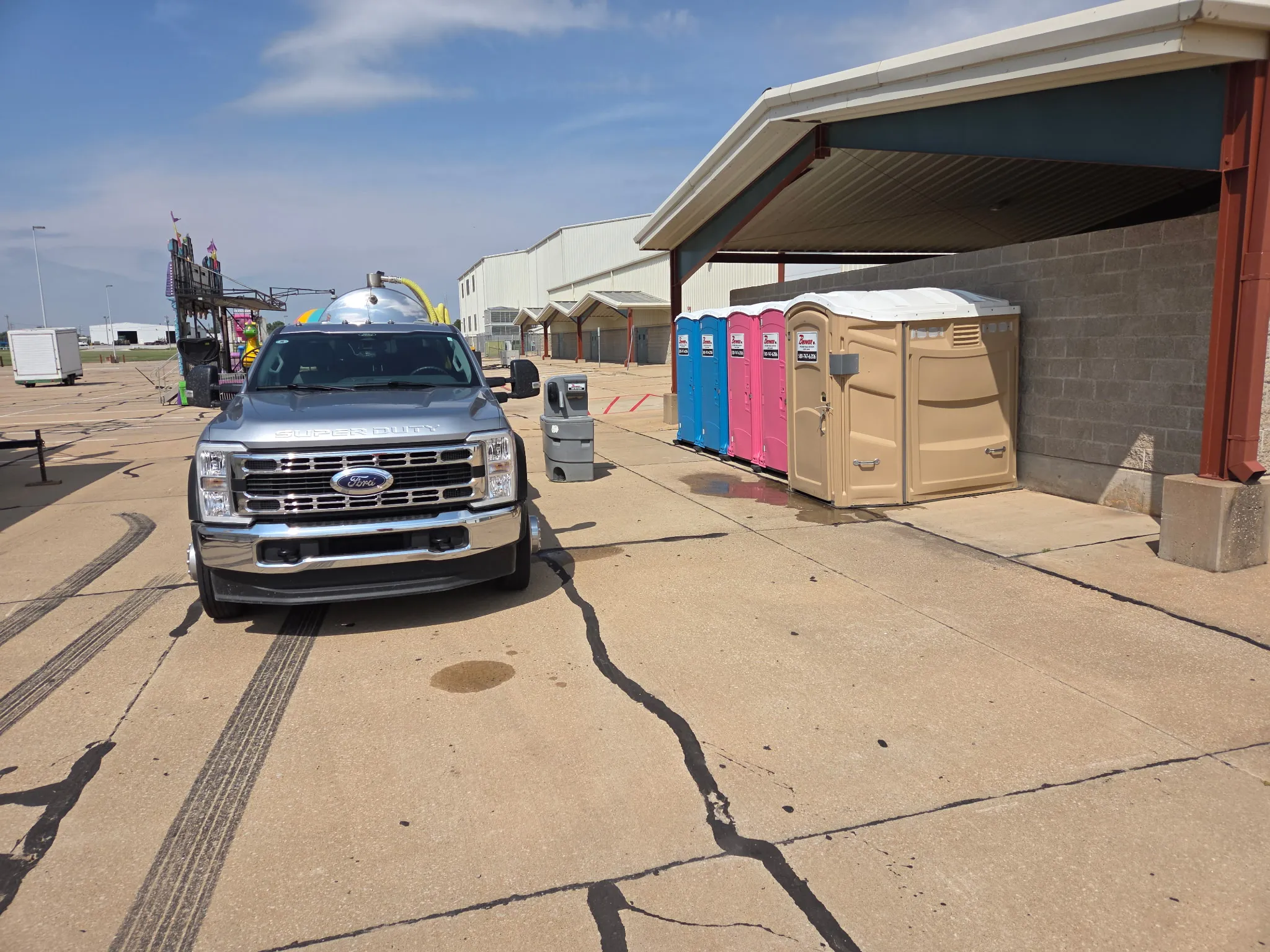Brower Inc. deluxe flushable portable toilet at an outdoor event venue in Oklahoma